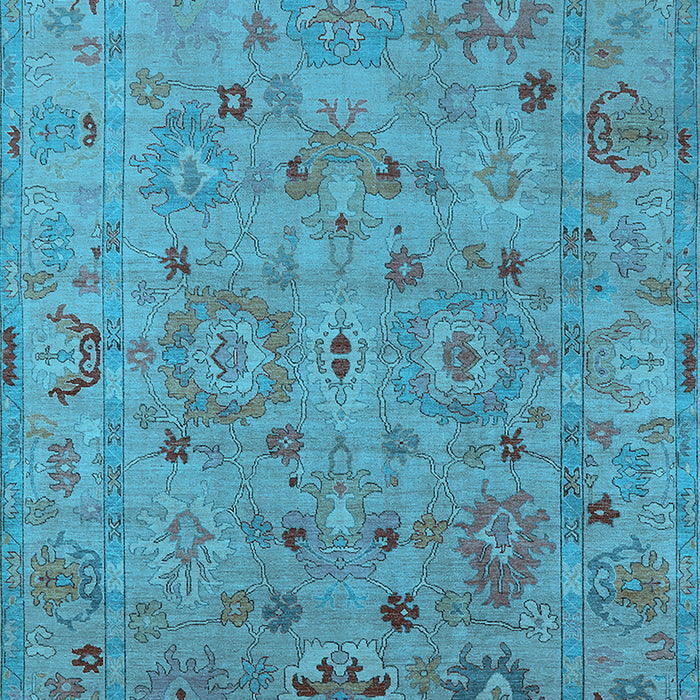 Machine Washable Oriental Light Blue Industrial Rug, wshurb2006lblu