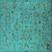 Square Oriental Turquoise Industrial Rug, urb2006turq