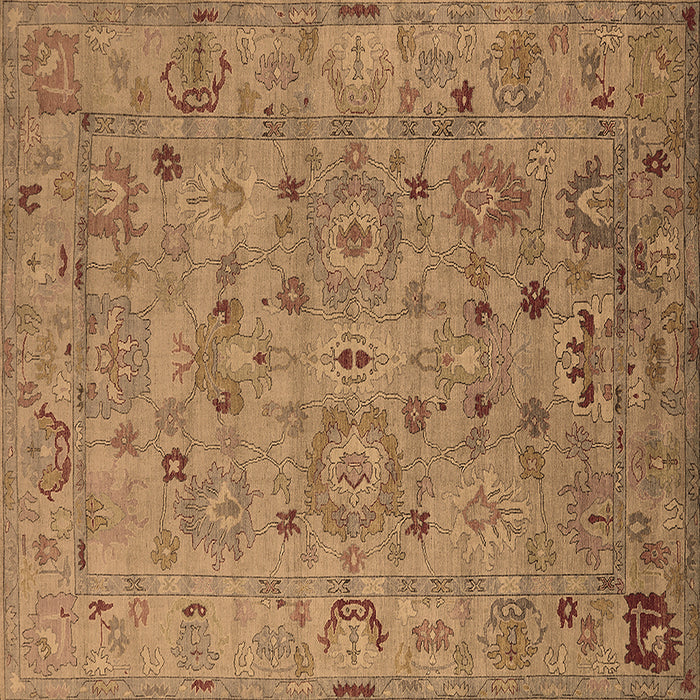 Square Machine Washable Oriental Brown Industrial Rug, wshurb2006brn