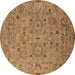 Round Oriental Brown Industrial Rug, urb2006brn