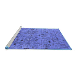 Sideview of Machine Washable Oriental Blue Industrial Rug, wshurb2006blu