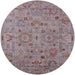 Round Machine Washable Industrial Modern Mauve Taupe Purple Rug, wshurb2006