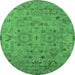 Round Oriental Emerald Green Industrial Rug, urb2006emgrn