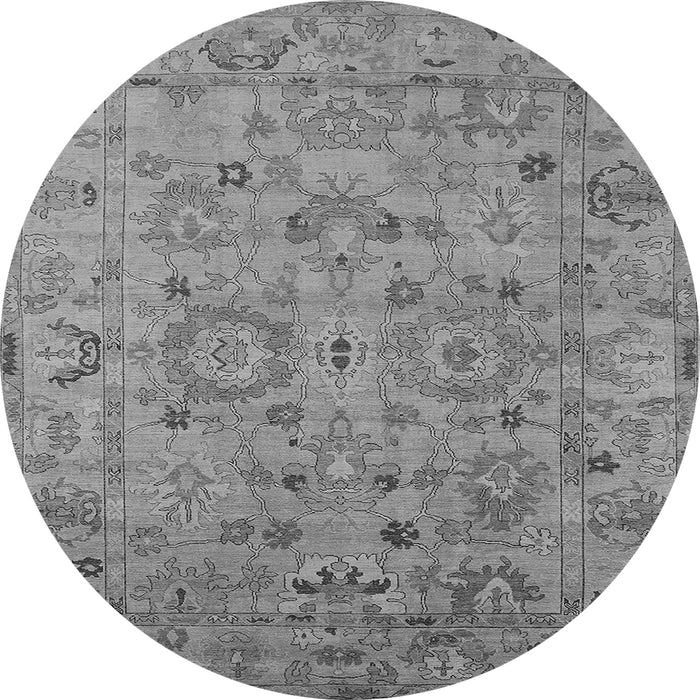 Round Machine Washable Oriental Gray Industrial Rug, wshurb2006gry