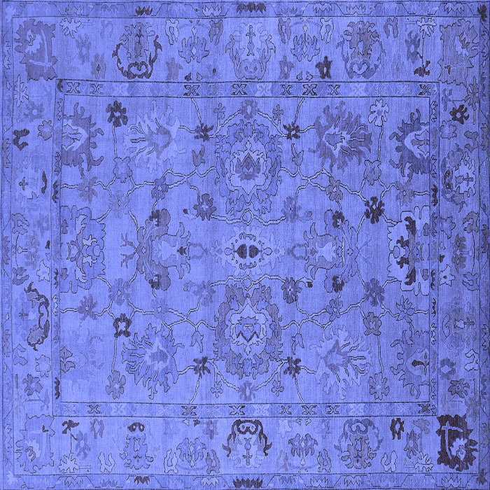 Square Machine Washable Oriental Blue Industrial Rug, wshurb2006blu