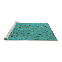 Sideview of Machine Washable Oriental Turquoise Industrial Area Rugs, wshurb2006turq