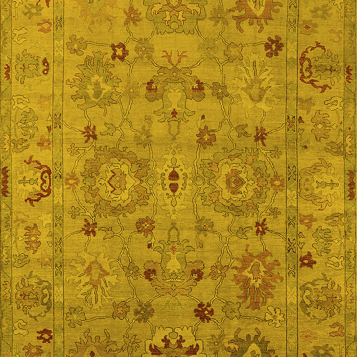 Machine Washable Oriental Yellow Industrial Rug, wshurb2006yw