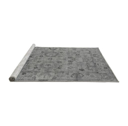 Sideview of Machine Washable Oriental Gray Industrial Rug, wshurb2006gry
