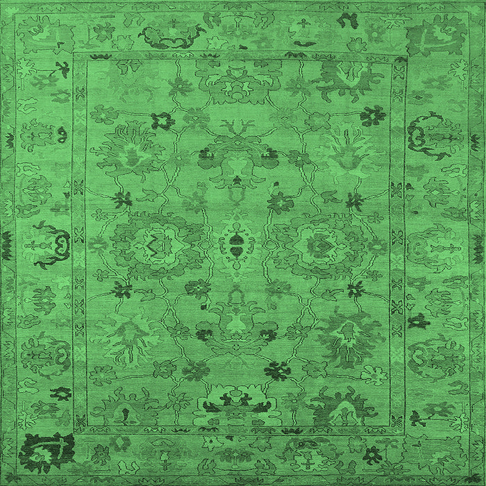 Square Machine Washable Oriental Emerald Green Industrial Area Rugs, wshurb2006emgrn