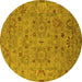 Round Oriental Yellow Industrial Rug, urb2006yw