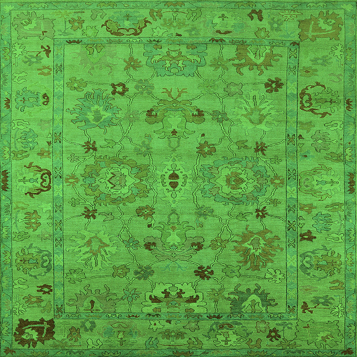 Square Machine Washable Oriental Green Industrial Area Rugs, wshurb2006grn