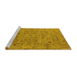 Sideview of Machine Washable Oriental Yellow Industrial Rug, wshurb2006yw