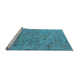 Sideview of Machine Washable Oriental Light Blue Industrial Rug, wshurb2006lblu