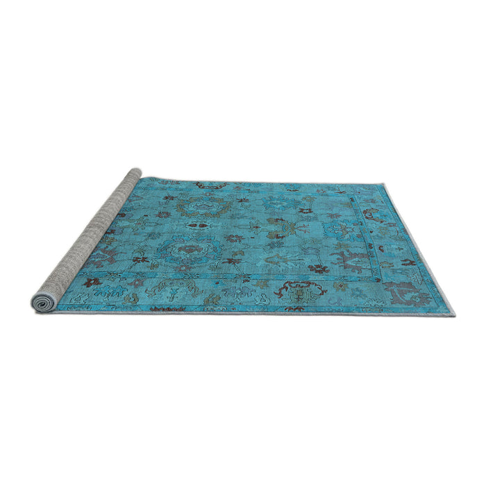 Sideview of Machine Washable Oriental Light Blue Industrial Rug, wshurb2006lblu