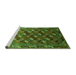 Sideview of Machine Washable Oriental Green Industrial Area Rugs, wshurb2007grn