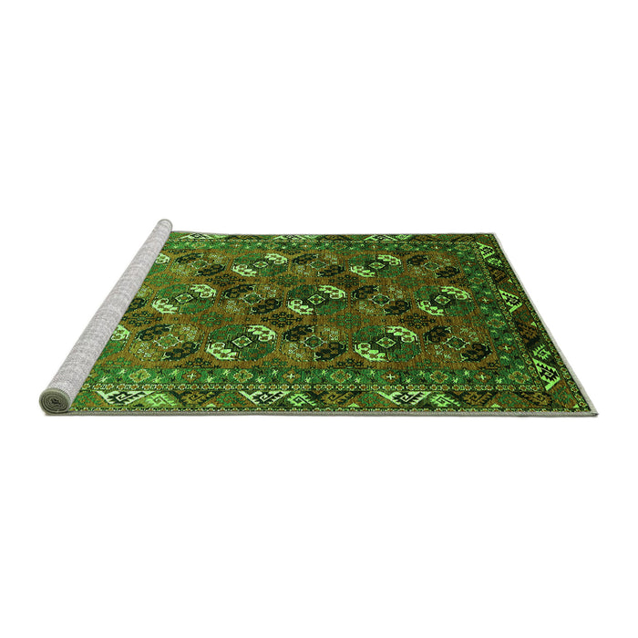 Sideview of Machine Washable Oriental Green Industrial Area Rugs, wshurb2007grn