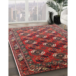 Machine Washable Industrial Modern Dark Almond Brown Rug in a Family Room, wshurb2007