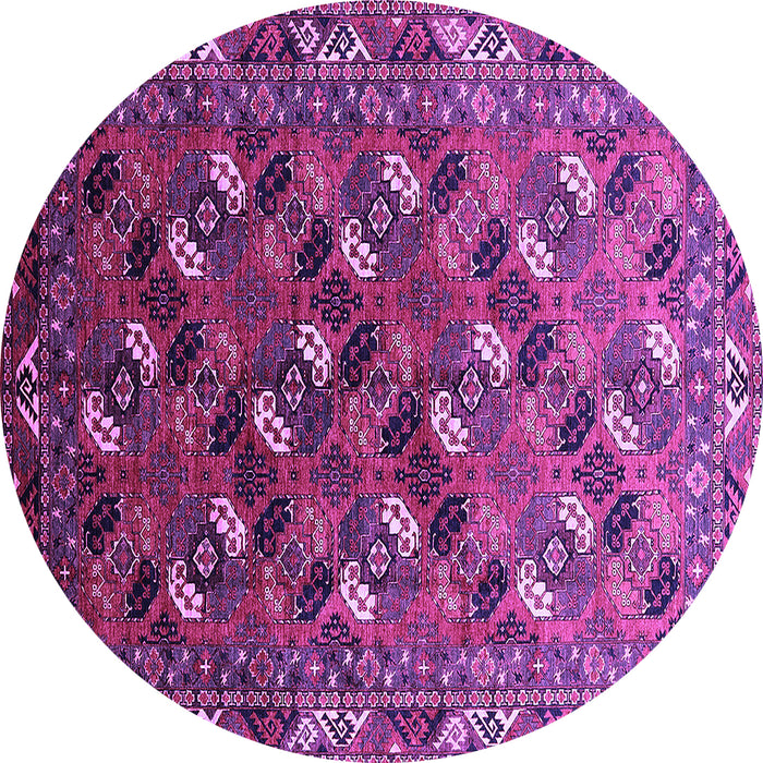 Round Machine Washable Oriental Purple Industrial Area Rugs, wshurb2007pur
