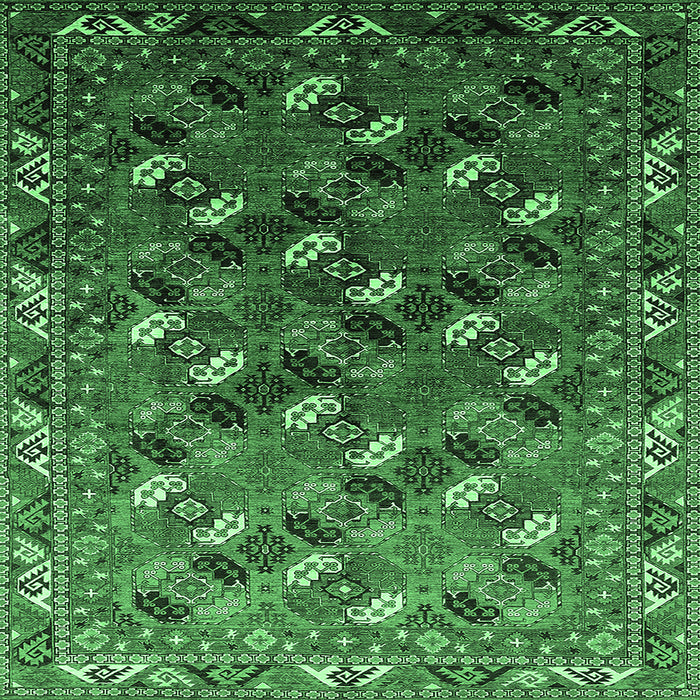 Square Machine Washable Oriental Emerald Green Industrial Area Rugs, wshurb2007emgrn