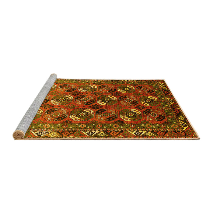 Sideview of Machine Washable Oriental Yellow Industrial Rug, wshurb2007yw