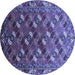 Round Oriental Blue Industrial Rug, urb2007blu