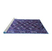 Sideview of Machine Washable Oriental Blue Industrial Rug, wshurb2007blu