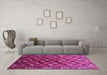 Machine Washable Oriental Pink Industrial Rug in a Living Room, wshurb2007pnk