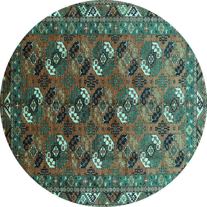 Round Oriental Turquoise Industrial Rug, urb2007turq
