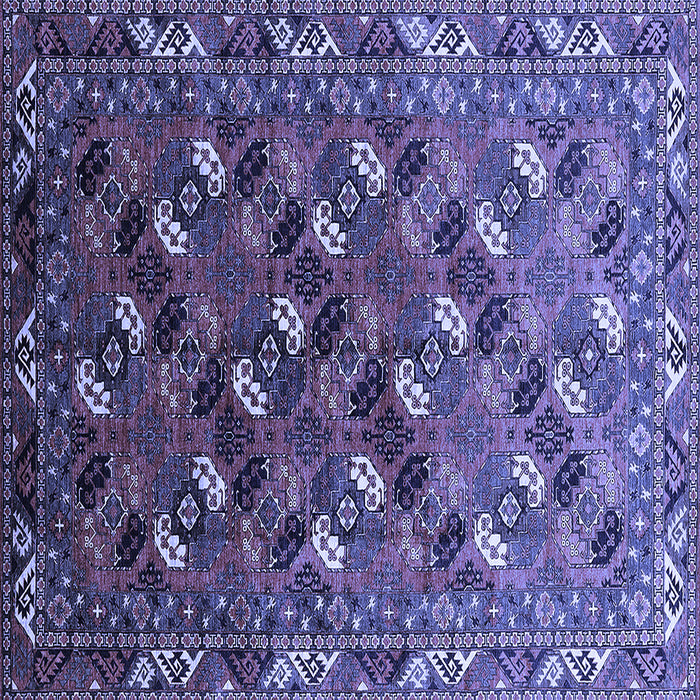 Square Machine Washable Oriental Blue Industrial Rug, wshurb2007blu