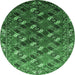 Round Oriental Emerald Green Industrial Rug, urb2007emgrn