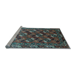 Sideview of Machine Washable Oriental Light Blue Industrial Rug, wshurb2007lblu