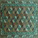 Square Oriental Turquoise Industrial Rug, urb2007turq