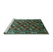 Sideview of Machine Washable Oriental Turquoise Industrial Area Rugs, wshurb2007turq