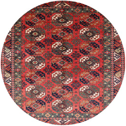 Round Mid-Century Modern Dark Almond Brown Oriental Rug, urb2007