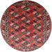 Round Mid-Century Modern Dark Almond Brown Oriental Rug, urb2007