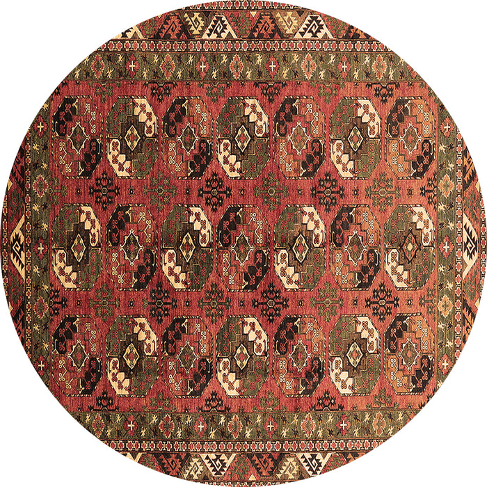Round Machine Washable Oriental Brown Industrial Rug, wshurb2007brn
