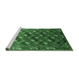 Sideview of Machine Washable Oriental Emerald Green Industrial Area Rugs, wshurb2007emgrn