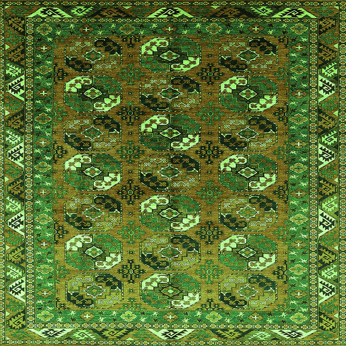 Square Machine Washable Oriental Green Industrial Area Rugs, wshurb2007grn