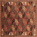 Square Machine Washable Oriental Brown Industrial Rug, wshurb2008brn