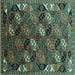 Square Oriental Turquoise Industrial Rug, urb2008turq