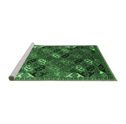 Sideview of Machine Washable Oriental Emerald Green Industrial Area Rugs, wshurb2008emgrn