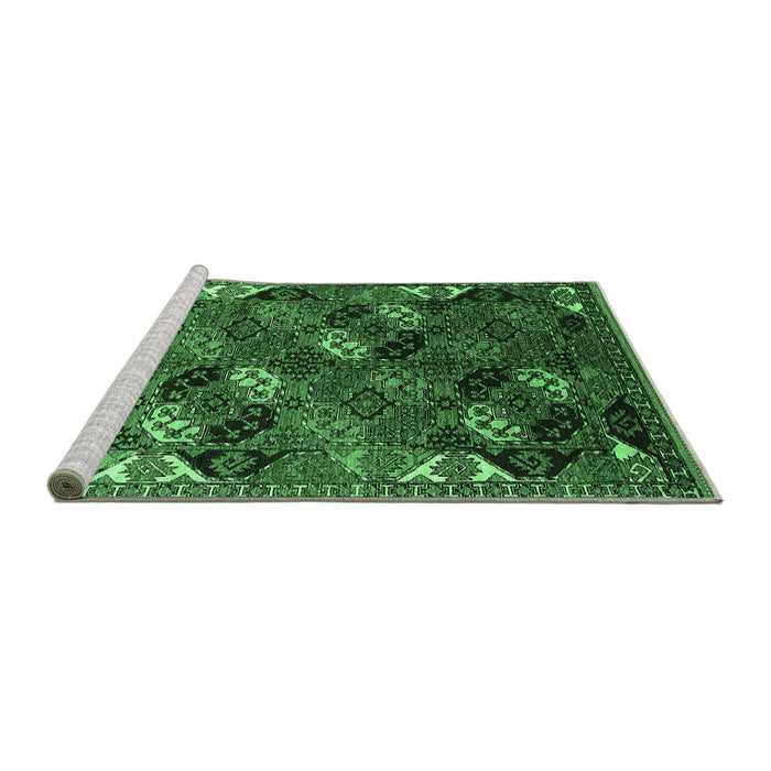 Sideview of Machine Washable Oriental Emerald Green Industrial Area Rugs, wshurb2008emgrn