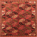 Square Machine Washable Oriental Orange Industrial Area Rugs, wshurb2008org