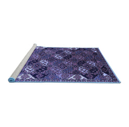 Sideview of Machine Washable Oriental Blue Industrial Rug, wshurb2008blu