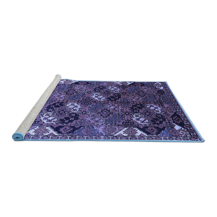 Sideview of Machine Washable Oriental Blue Industrial Rug, wshurb2008blu