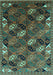 Machine Washable Oriental Turquoise Industrial Area Rugs, wshurb2008turq