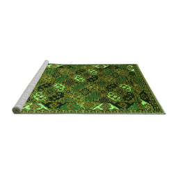 Sideview of Machine Washable Oriental Green Industrial Area Rugs, wshurb2008grn