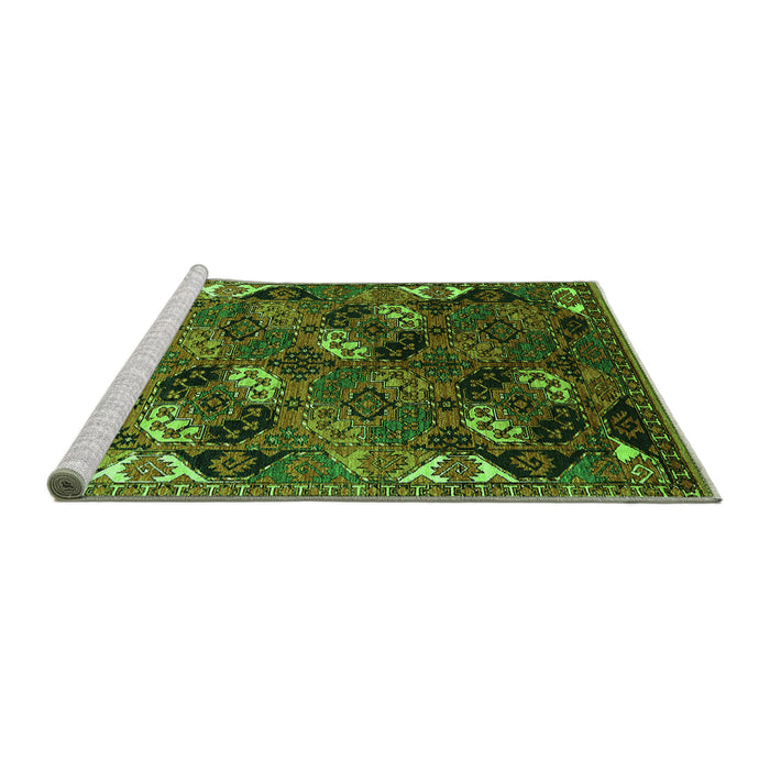 Sideview of Machine Washable Oriental Green Industrial Area Rugs, wshurb2008grn