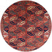 Round Mid-Century Modern Dark Almond Brown Oriental Rug, urb2008