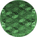 Round Oriental Emerald Green Industrial Rug, urb2008emgrn